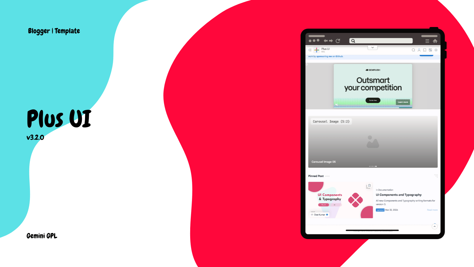 Plus UI v3.2.0 Blogger Template Free Download preview